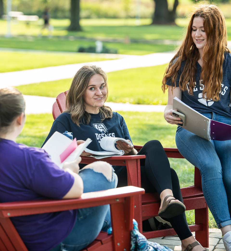 students studying on campus