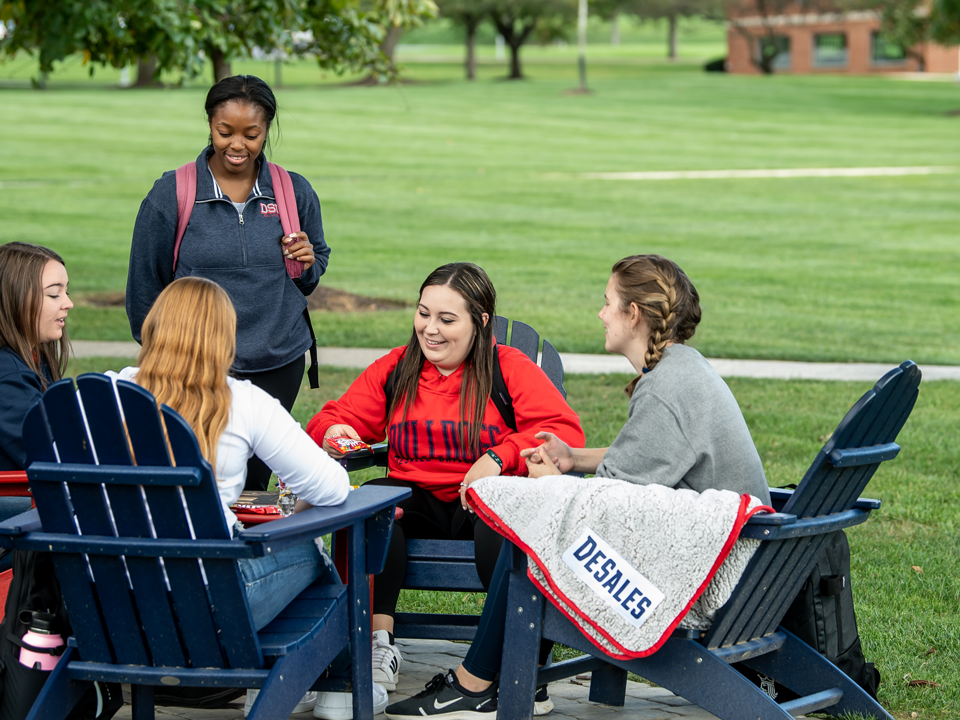 students studying outside