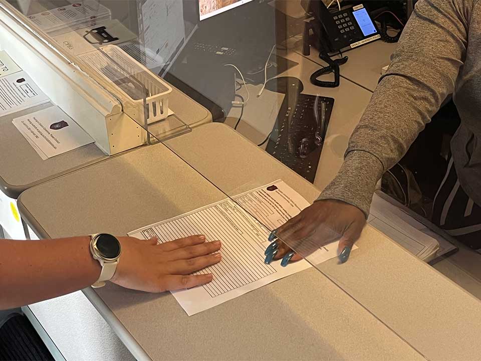 parking ticket handled through reception window