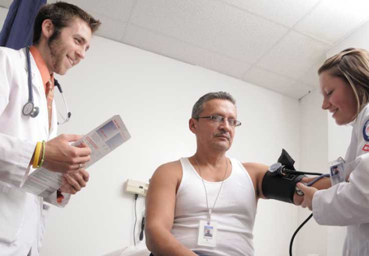 patient getting their blood pressure checked