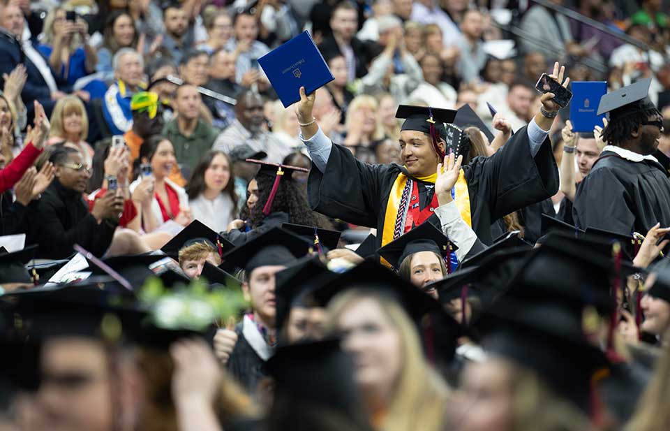 students participating in commencement exercises