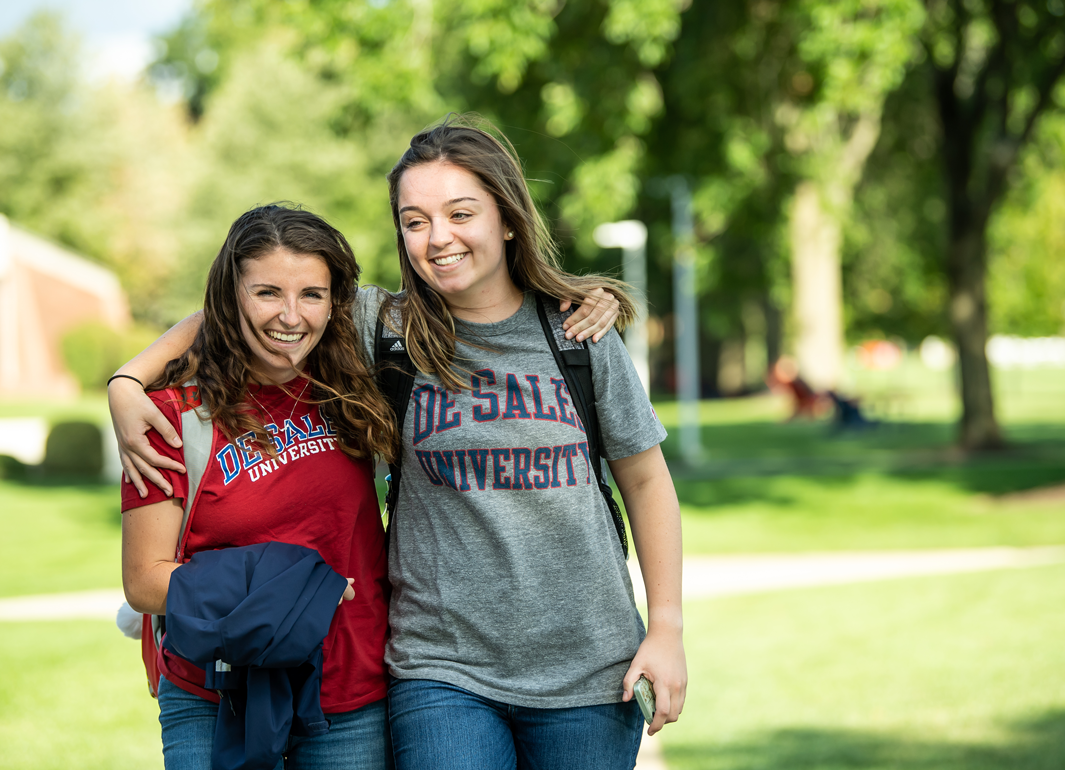 students walking on campus