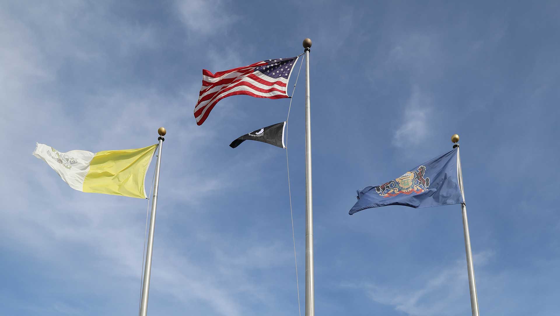 flags waving in the air