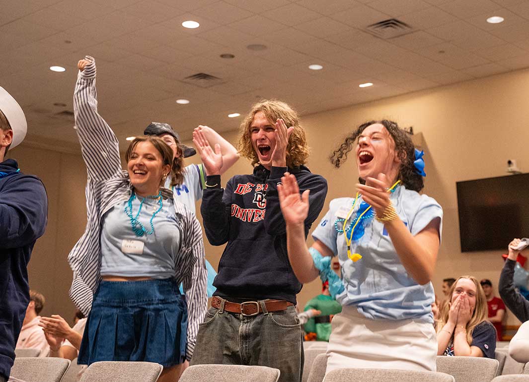 students cheering