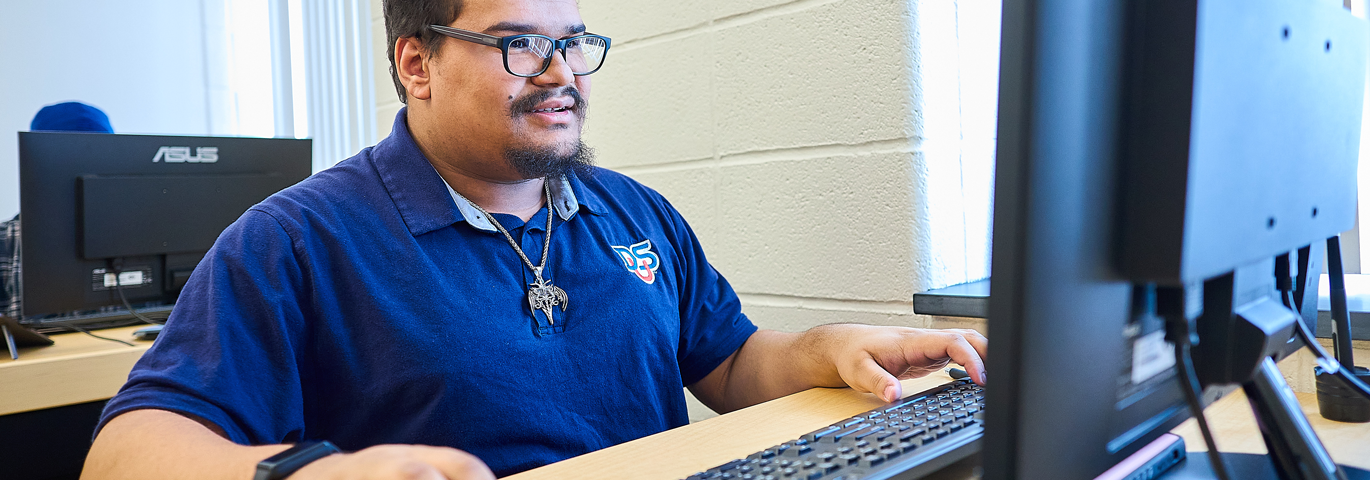 student in computer lab