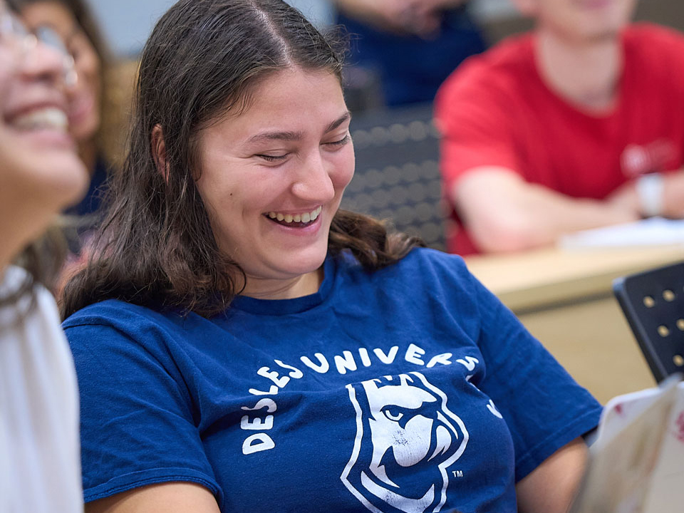 girl listening in class