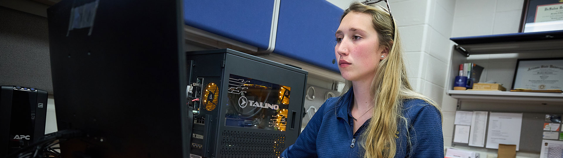 girl working on a computer