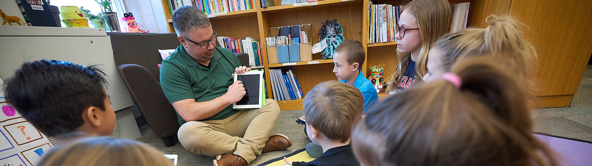 Classroom of young students learning