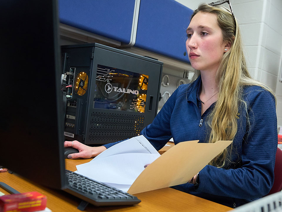 girl working on a computer