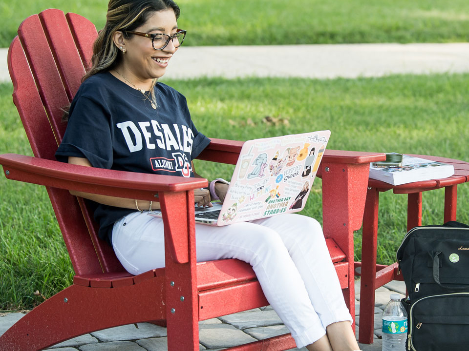 girl studying outside