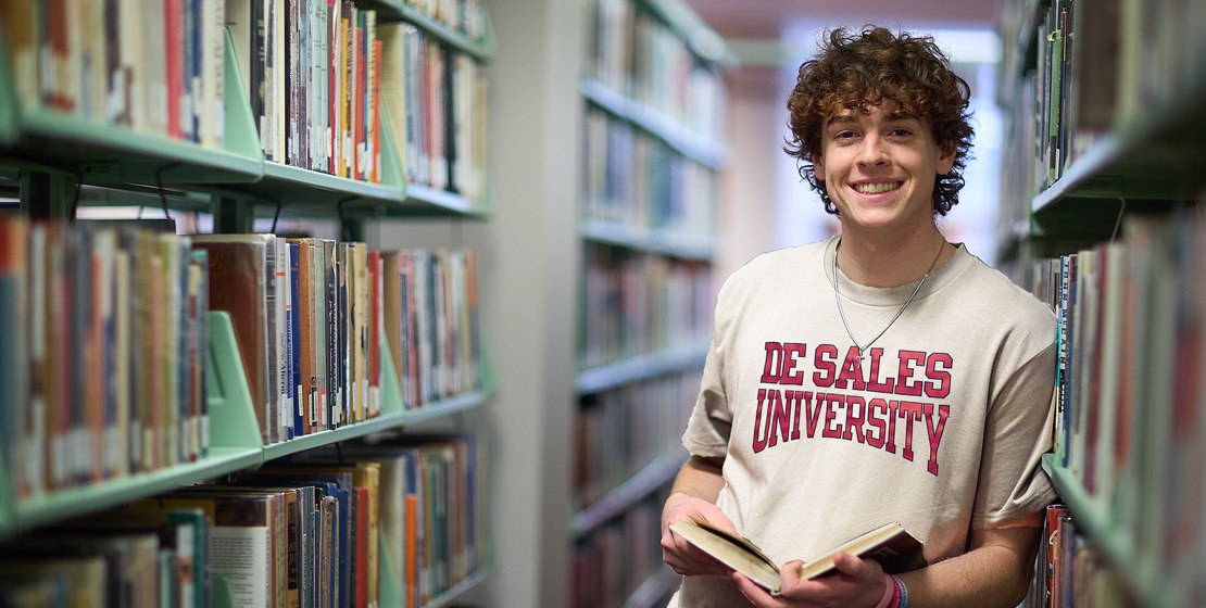 student in the library