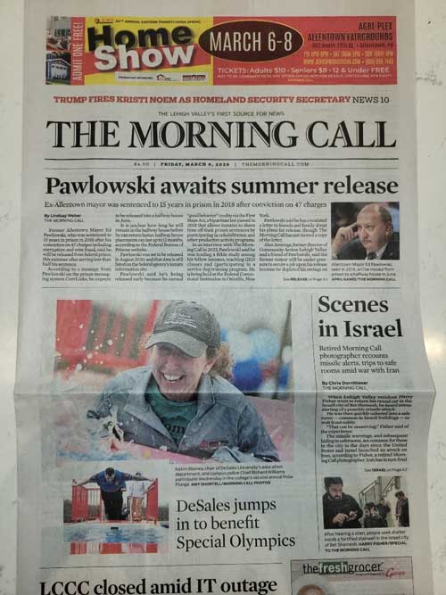 front page of a local newspaper