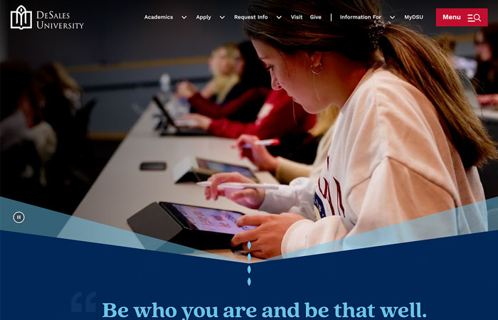 screenshot of website homepage