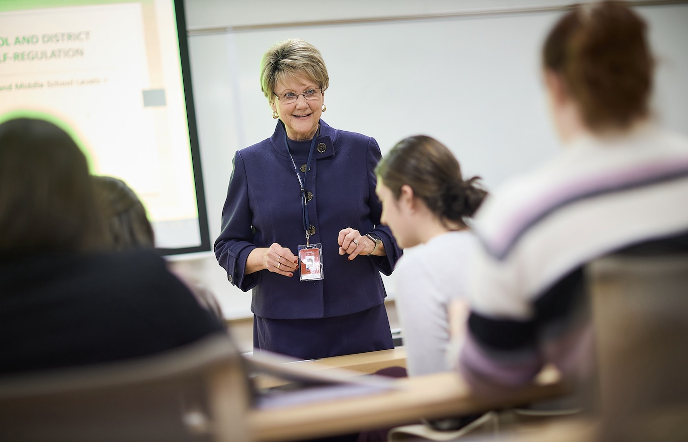 Woman teaching a class