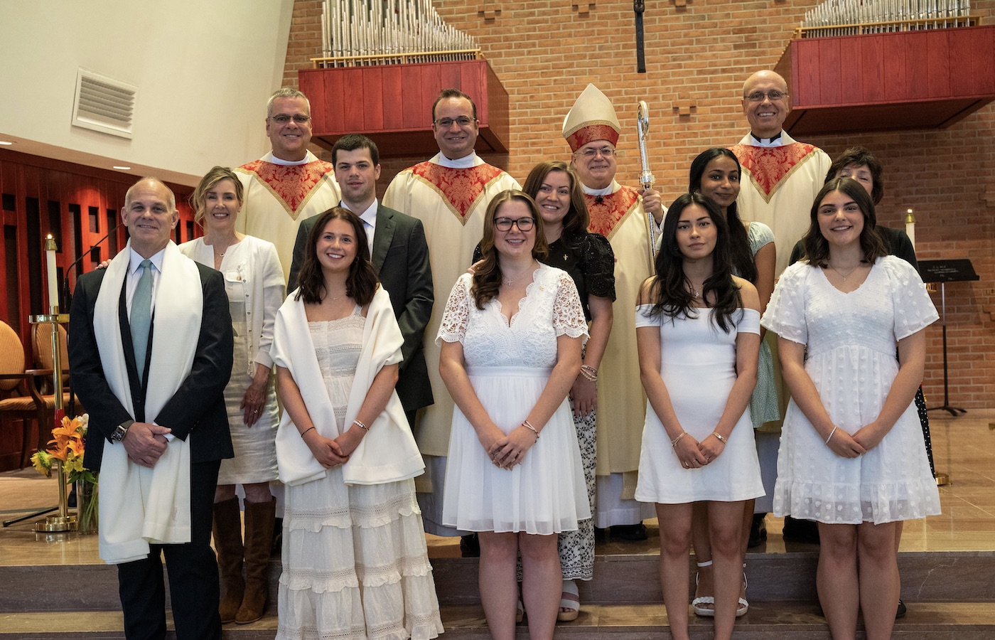 Confirmees with bishop schlert