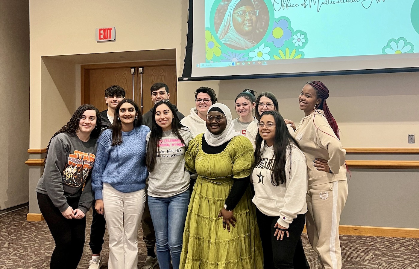 students gathered to celebrate women's history month